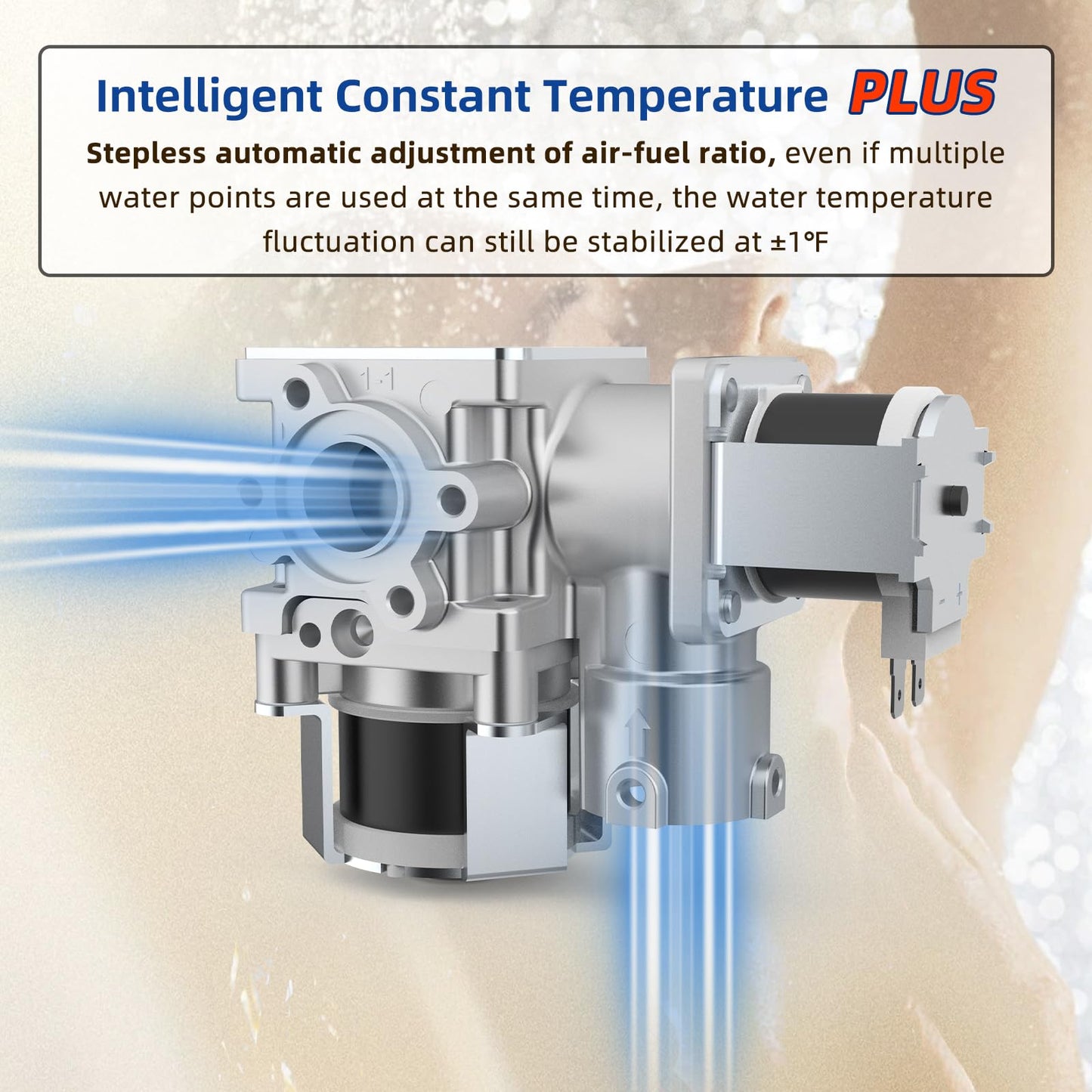 RIWORY 102000 BTU Natural Gas Tankless Water Heater, Max 4.3 GPM Intelligent Constant Indoor Instant Gas On Demand Hot Water Heater Tankless with Freeze Protection, 3/4" NPT, for 3-4 Water Points