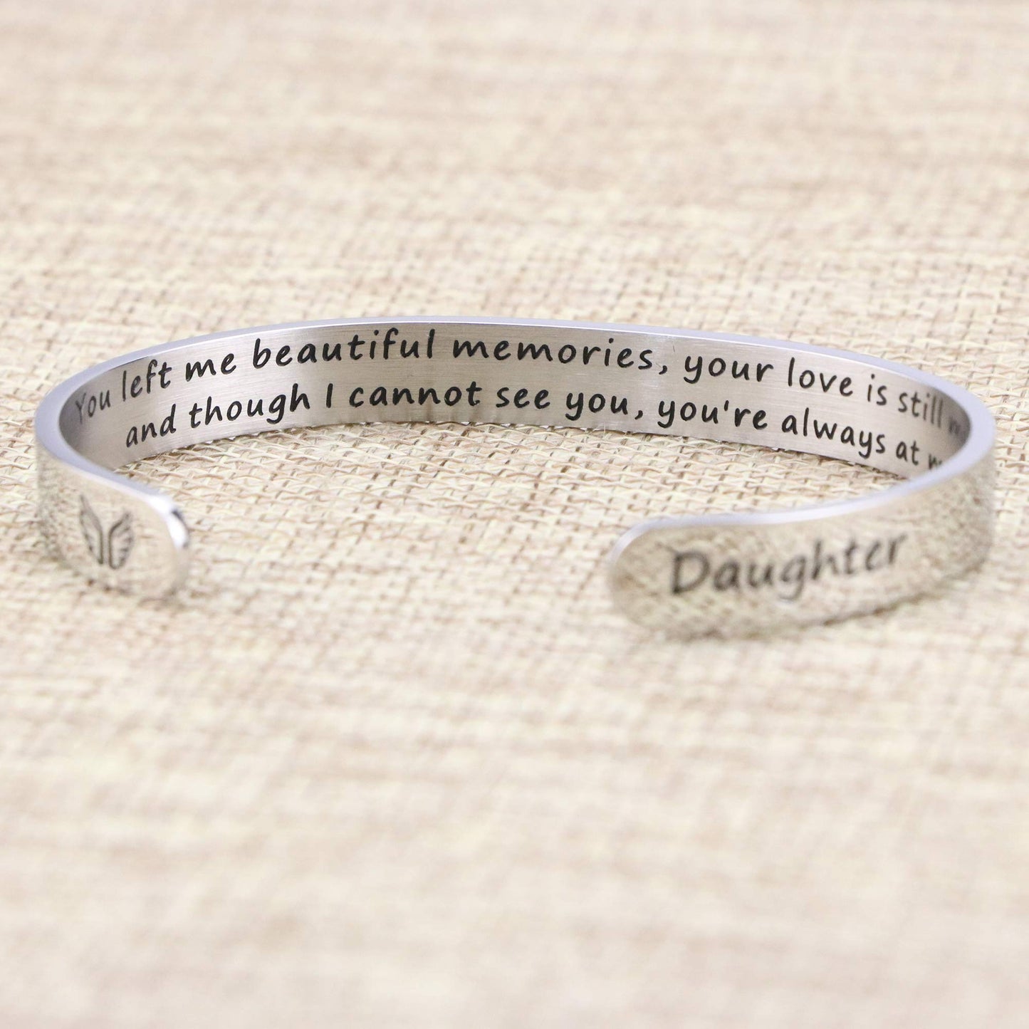 JoycuFF In Memory Of Gifts for Loss of Daughter Memorial Jewelry Sympathy Bracelet Secret Message Engraved Grief Bereavement Gif
