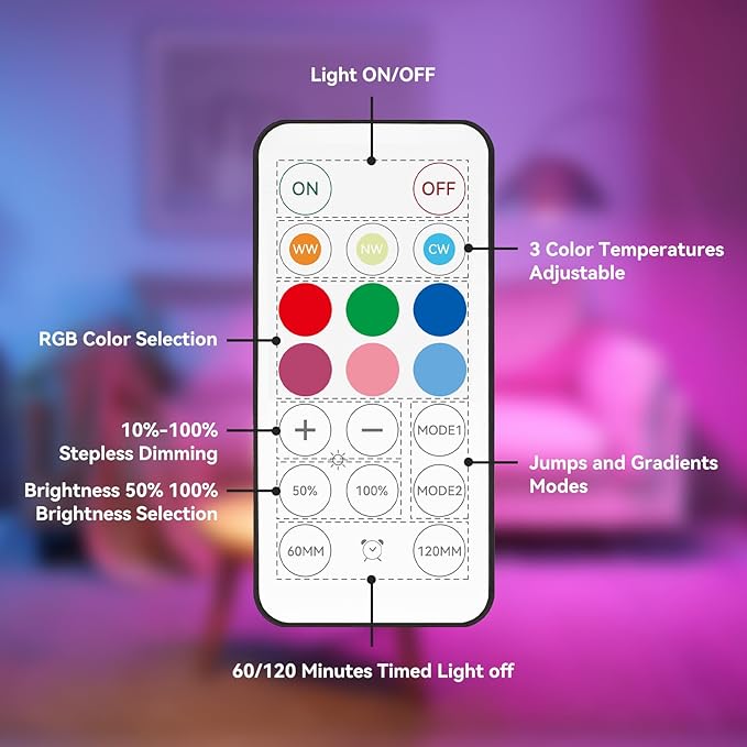 Neporal MagixPro RGB Remote Rechargeable Light Bulbs, Dual Recharge (USB & Socket Charging), Color Changing Dimmable LED Bulb, No Outlet Needed, Touch + Remote Control, Non Electric Lighting, 2 Pack