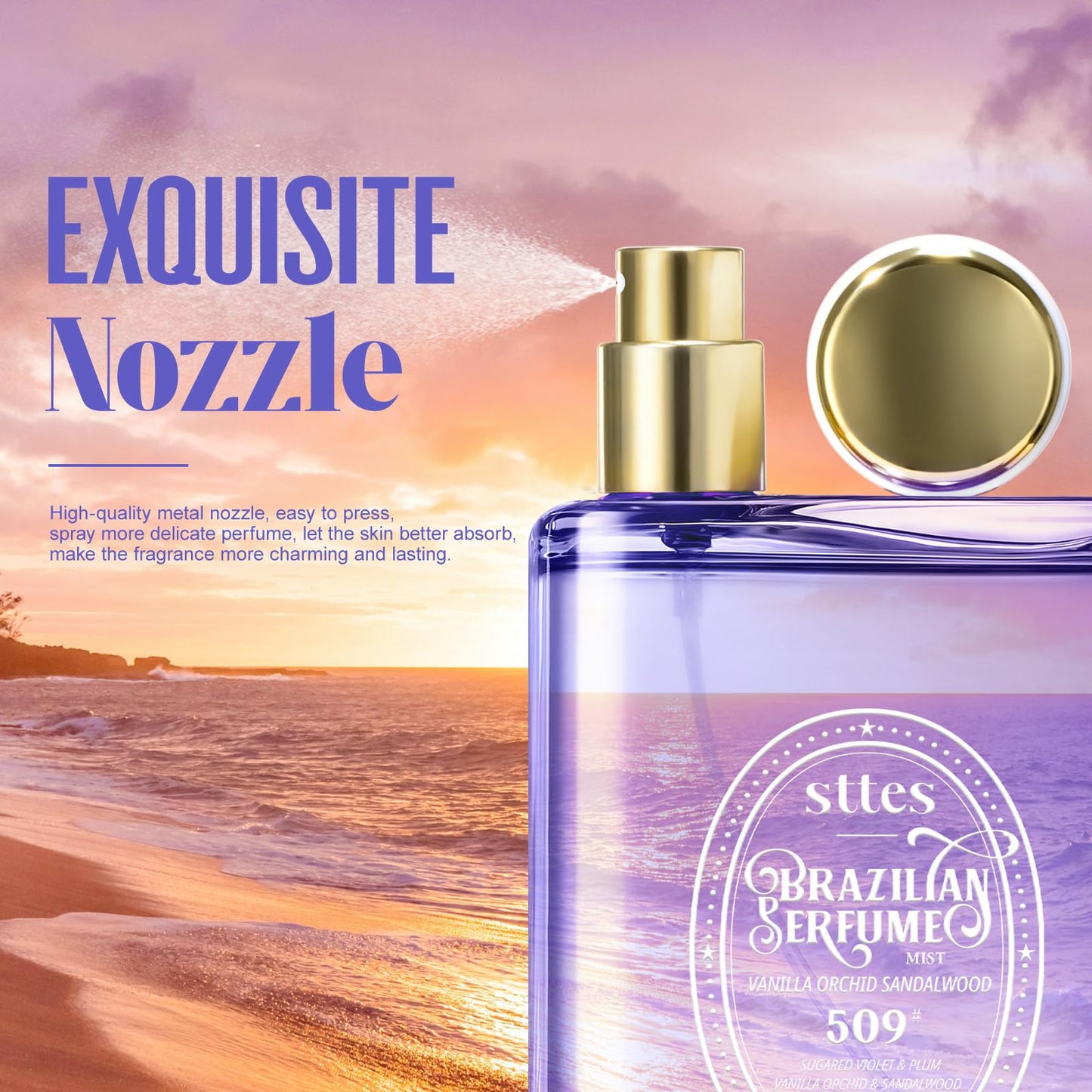 Sttes Perfume 509# (Vanilla Orchid Sandalwood) - Eau de Perfume 100ml (3.4fl oz) Woody Food Tune (Vanilla + Orchid + Sandalwood)