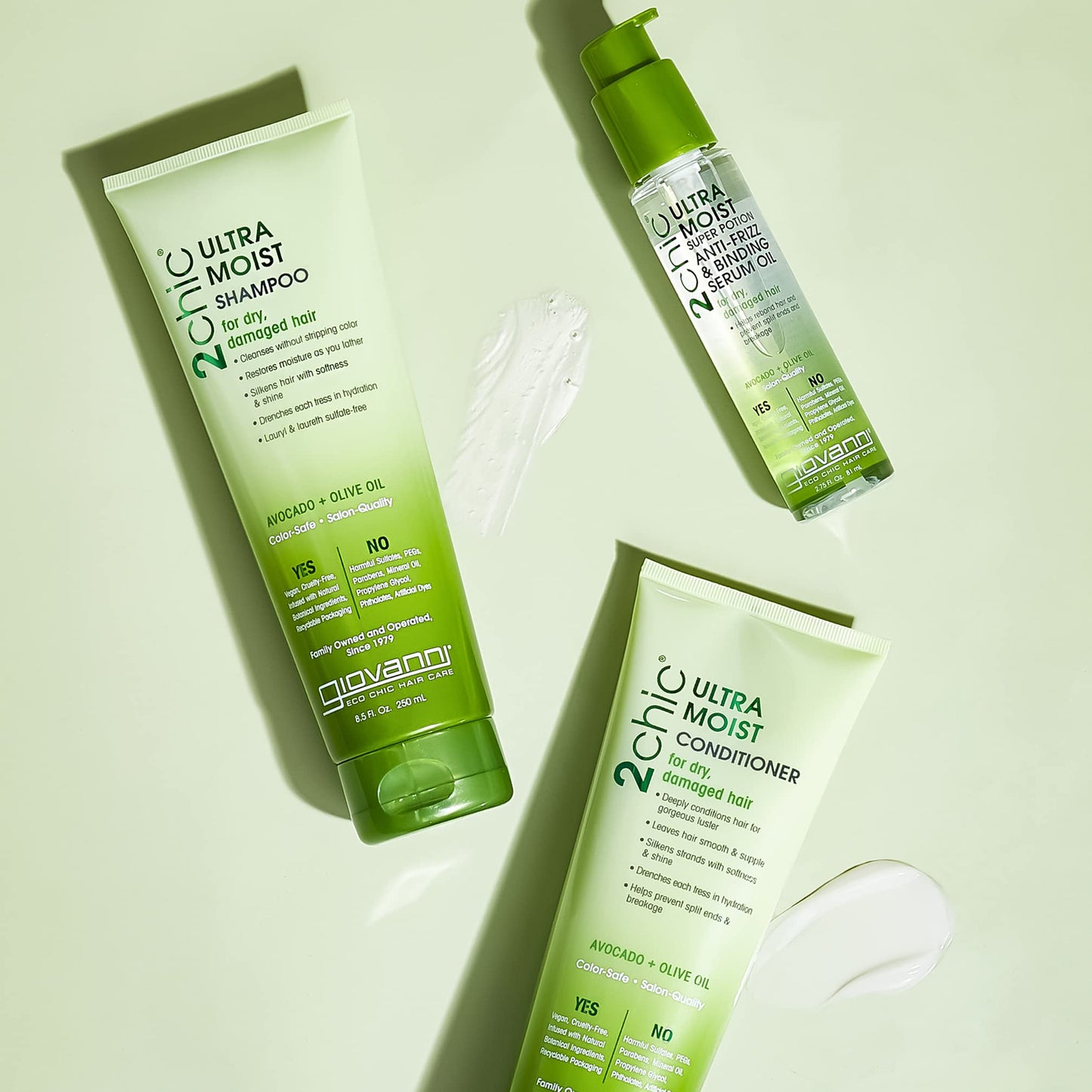 GIOVANNI 2chic Ultra-Moist Shampoo - Avocado & Olive Oil, Creamy Hydration Formula, Enriched with Aloe Vera, Shea Butter, Botani