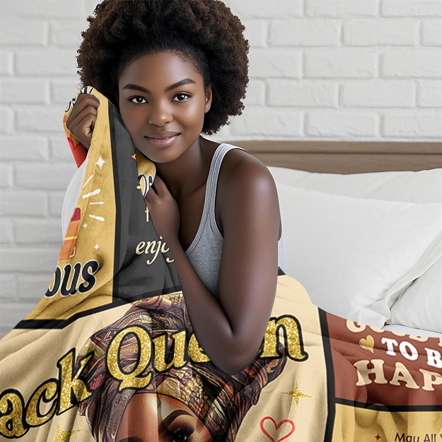 YHIKOUY African American Birthday Gifts for Women Blanket 60"X50", Encouragement Inspirational Bday Gift, Afro Birthday Gifts Idea for Black Mom Lady Women Girl Best Friend