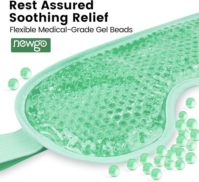 NEWGO Cooling Eye Mask for Puffy Eyes, Cold Eye Mask Eye Ice Pack for After Eyes Surgery, Tension Stress Relief, Itchy Eyes, Headaches, Dark Circles - Blue (Green)