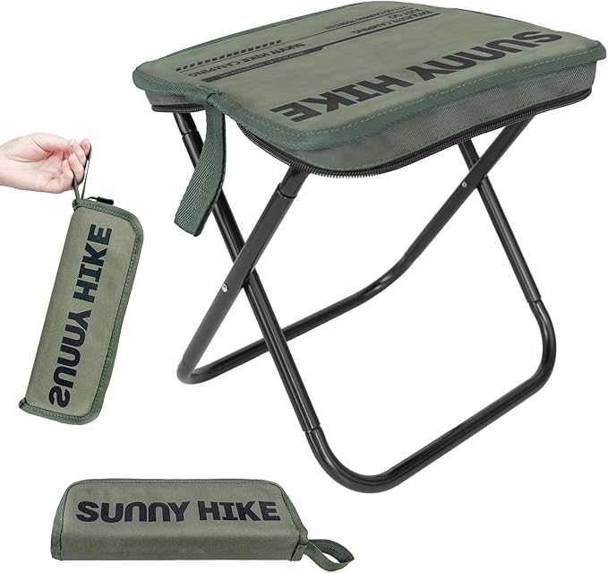 BOLGRLONG Portable Foldable Backpack Stool, Portable Chair Ultralight Collapsible Stool with Carry Bag for Outdoor Campin...