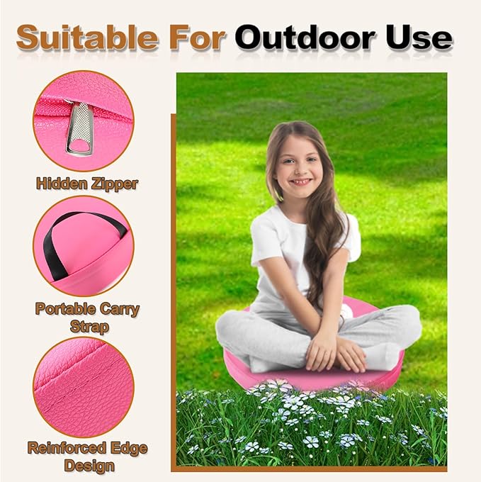 M Mute Touch 6 Pcs Flexible Floor Cushion for Classroom, Floor Cushions Easy to Clean and Carry,16''x16''x2'' Soft Cushion for Learning Sitting Daycare School Chair Yoga and Meditation (PU Leather)