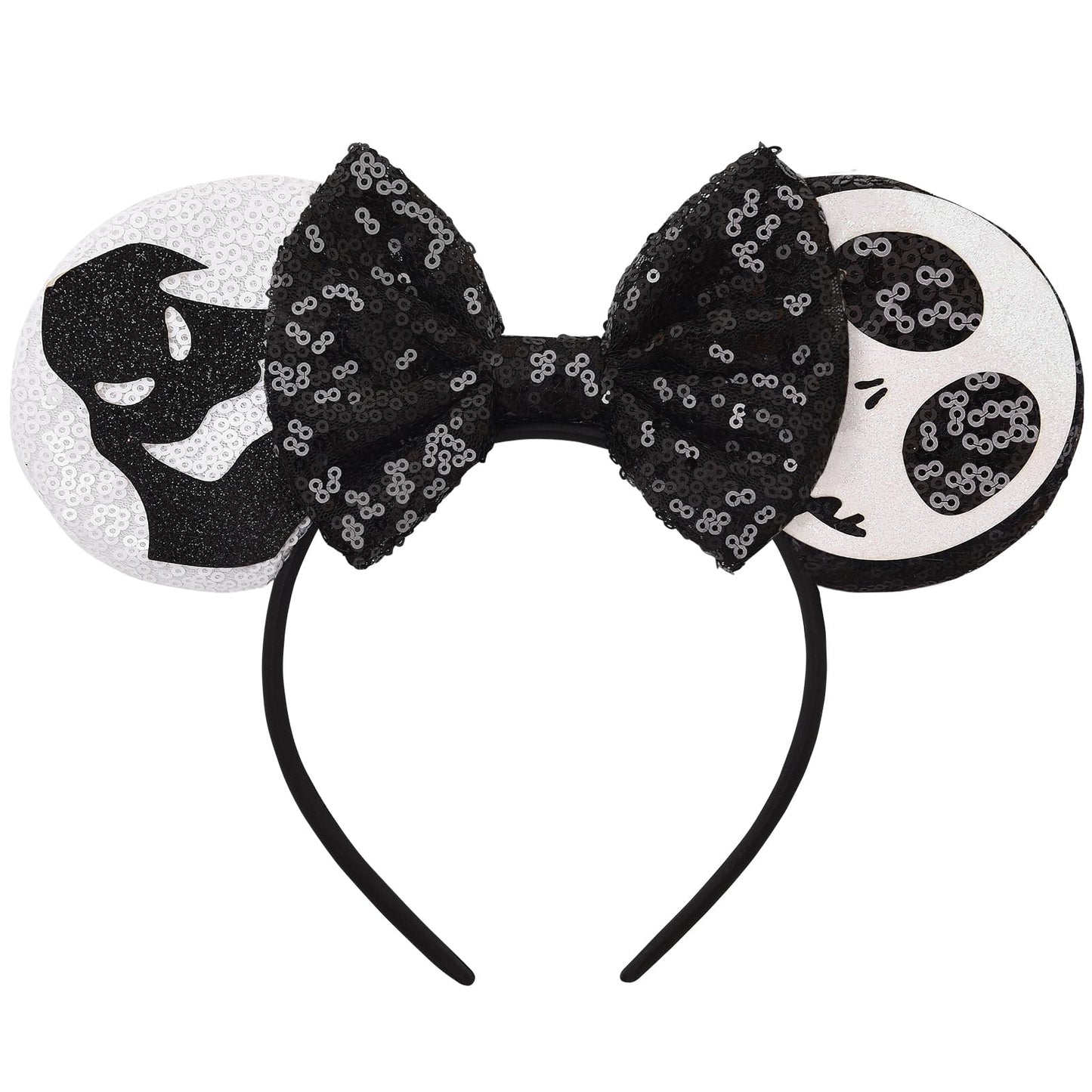 Eisyaa Mouse Ears Bow Headbands, Sequin Halloween Minnie Ears Headband,Halloween Mickey ears Hair Accessories (Jack-Ghost, Mediu