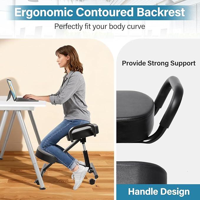 Kneeling Chair, Ergonomic Kneeling Chair, kneelings Office Chairs with Adjustable Height and Lumbar Support for Banking Meeting Room Office Home Reception,Improve Postures,