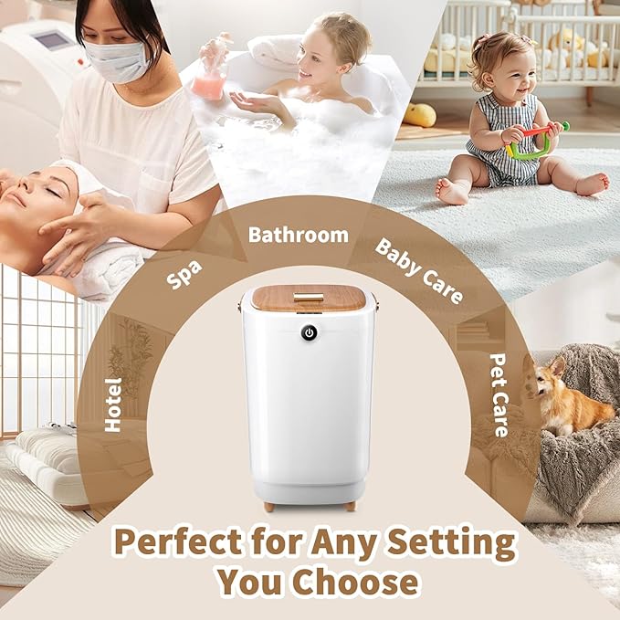 Towel Warmers for Bathroom Bucket，Luxury Large Spa Towel Hot Warmer Bucket Style-Hot Towels in 10 Minutes-Fits Up to Two 40"X70" Oversized Towels - Bathrobe, Towel, Blanket-Yellow