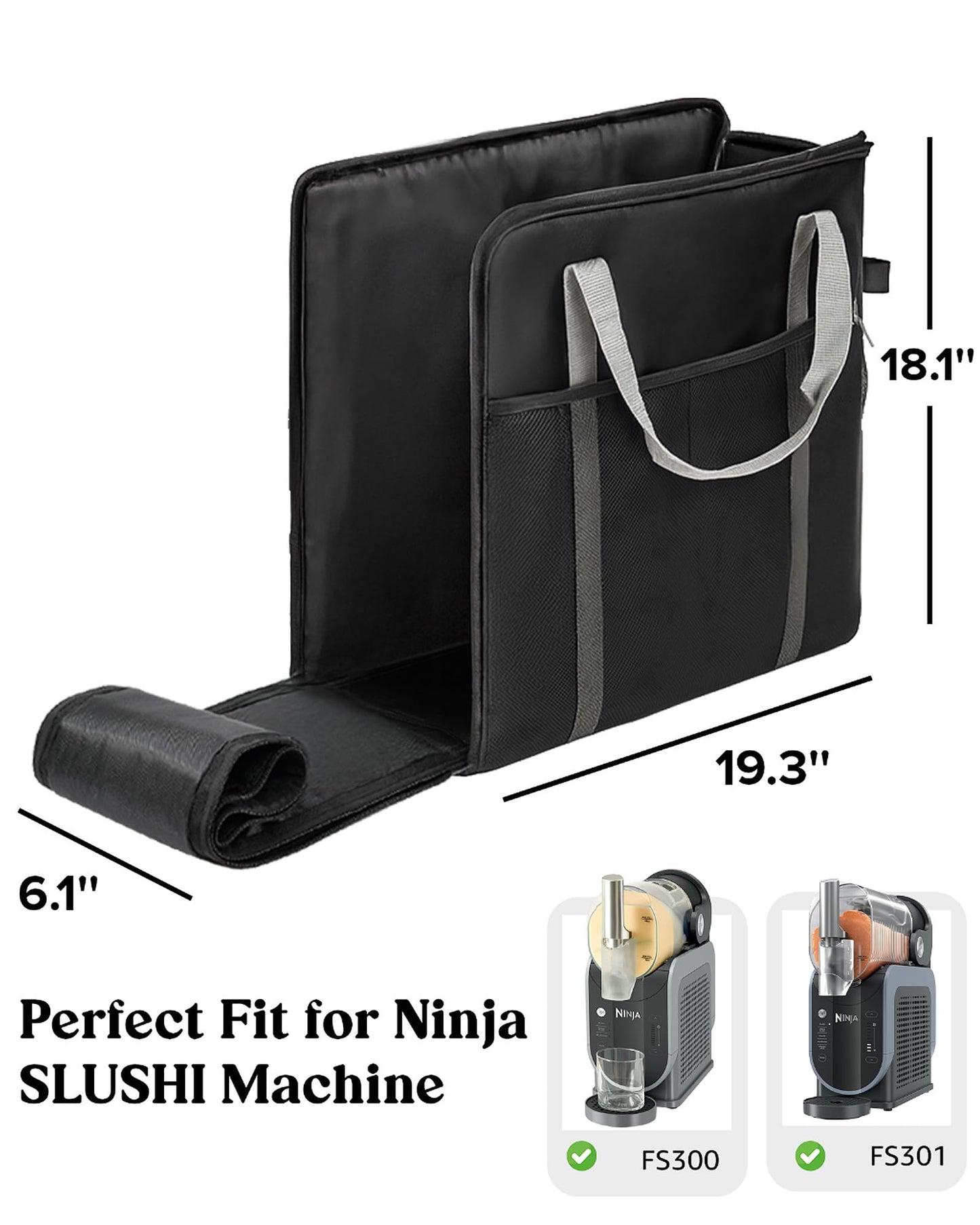 BS-VOG Carrying Bag for Ninja Slushie Machine FS301 & FS300, Portable Travel Tote Storage Bag with Front-Opening Design for Frozen Drink Maker, Thick Padded Protector for Machine Accessories