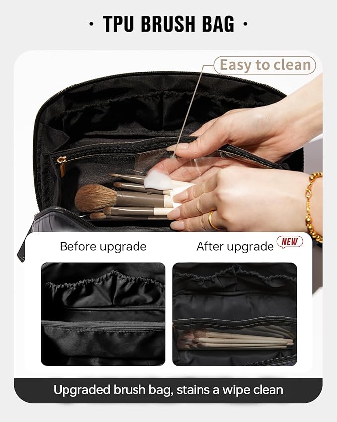 EACHY Travel Makeup Bag,Large Capacity Cosmetic Bags for Women,Waterproof Portable Pouch Open Flat Toiletry Bag Pattern Makeup Bag
