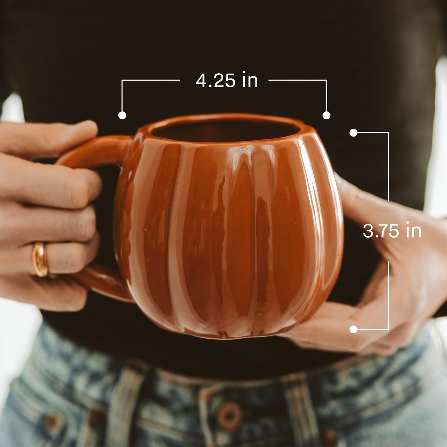 Sweet Water Decor Cream Pumpkin Coffee Mug - 19 oz Halloween Mug Dishwasher & Microwave Safe - Halloween Coffee Mug for Soothing Tea & Pumpkin Spice Latte - Ceramic Cream Fall Mug
