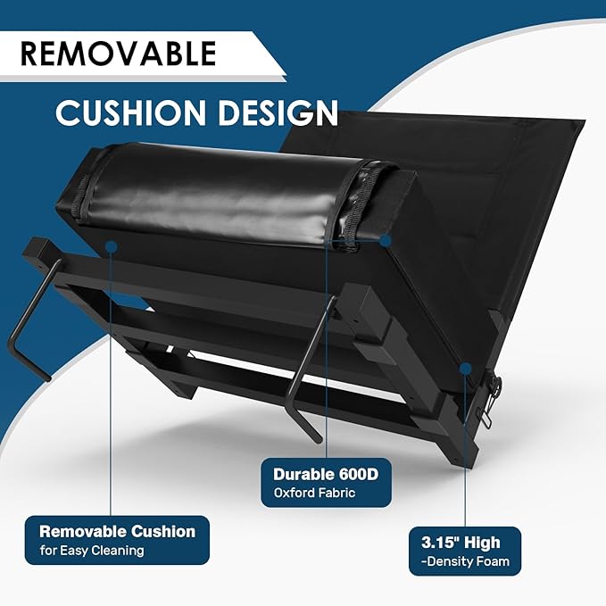 LLEVTIC Stadium Seats with Back Support,Bleacher Chairs with Cushion, Portable Folding Stadium Chair with Removable Cushion and Large Pocket for School Events Sports Game