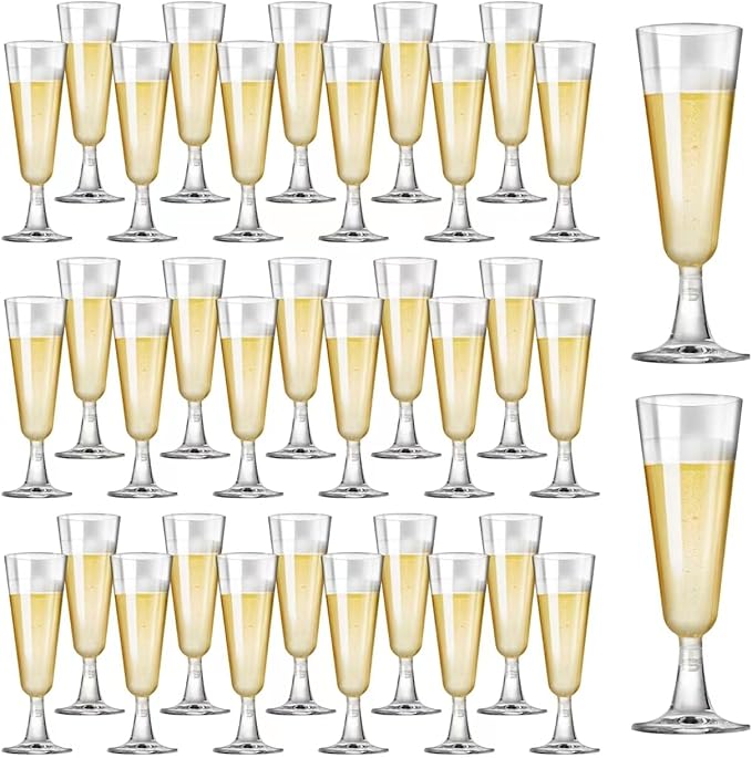 SUREHOME Plastic Champagne Flutes 40 Pack Disposable Champagne Glasses 5oz Clear Plastic Mimosa Glasses Wedding Cocktail C...