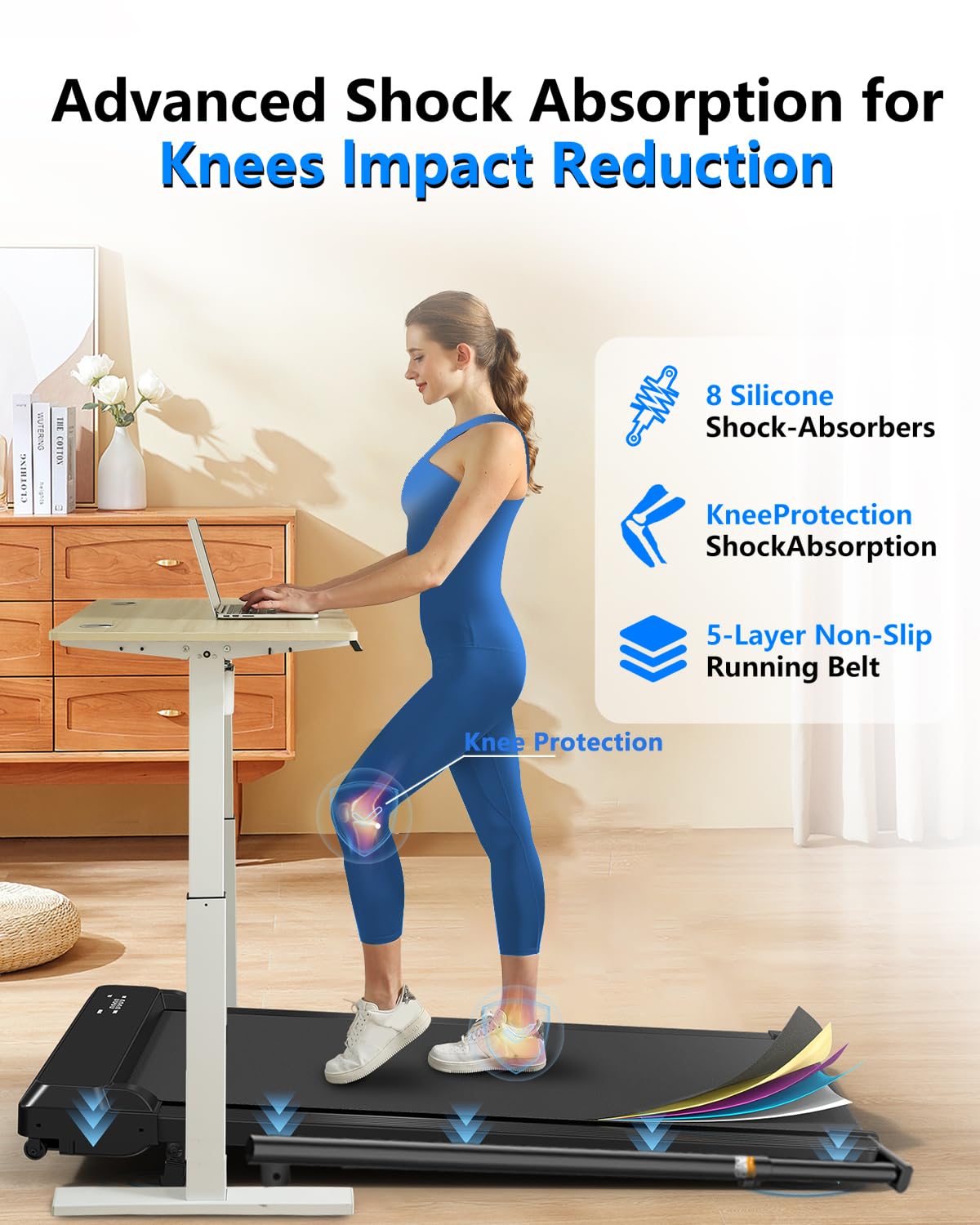 Ueadcm Walking Pad with Adjustable Handle Bar, Walking Pad Under Desk Treadmill with Remote Control and LED Display, 3 in 1 Foldable Treadmill for Home and Office, 2.5 HP Walking Pad with Incline