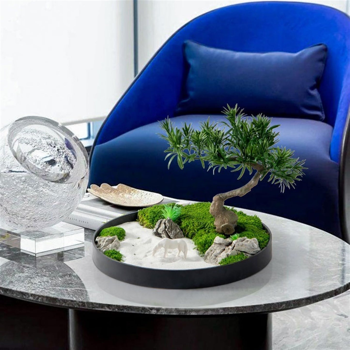 GRFIT Artificial Bonsai Central Round Table with Rotating Decorative Light, Luxury Simulation Flowers for Hotel Table, Tree Ornaments, Greenery Ornaments China Artificial Tree Plant