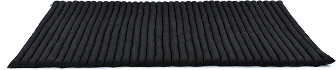 Leewadee - Foldable Floor Mattress - Japanese Roll Up Futon -Trifold Tatami Mat- Guest Floor Bed - Camping Mattress - Thai Massage Mat, Kapok Filled, 75 x 57 inches, Black