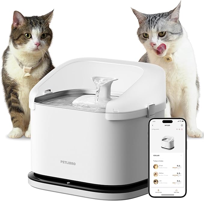 PETLIBRO RFID Multi Cats Water Fountain with Cat Recognition & Hydration Monitoring, Pump-Free Auto Cat Water Dispenser, L...