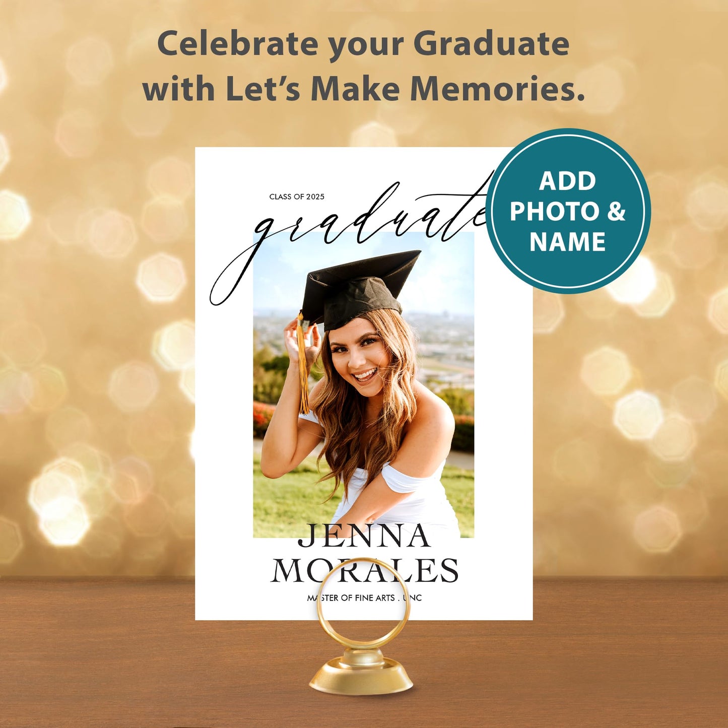 Let's Make Memories Personalized Graduation Announcements Class of 2025-15 Premium Quality Invitations - 5x7 - Custom Photo Cards & White Envelopes - Notable Grad - 15 ct