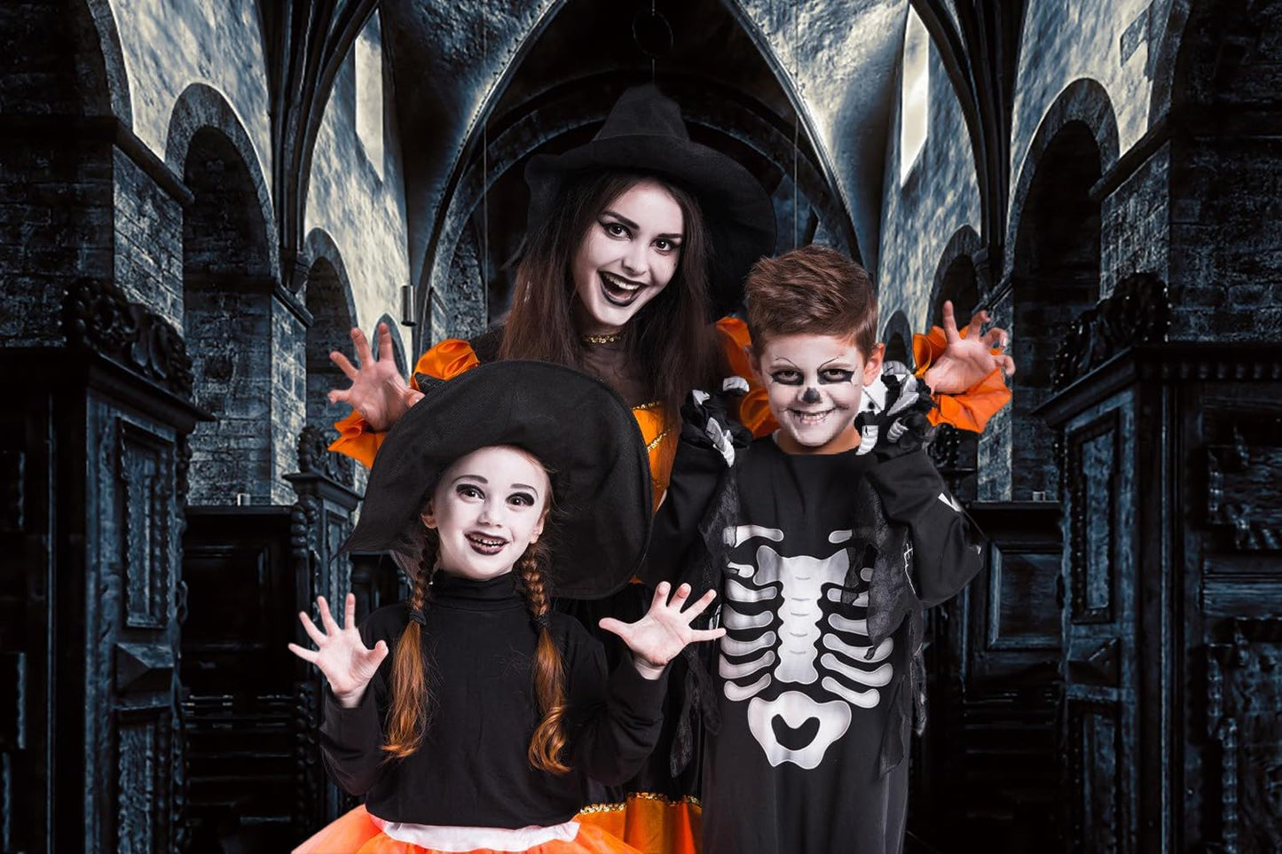 GKLEASG 7x5ft Halloween Backdrop Horror Spooky Castle Background Dark Gothic Church for Party Supplies Photography Decoration Studio Props