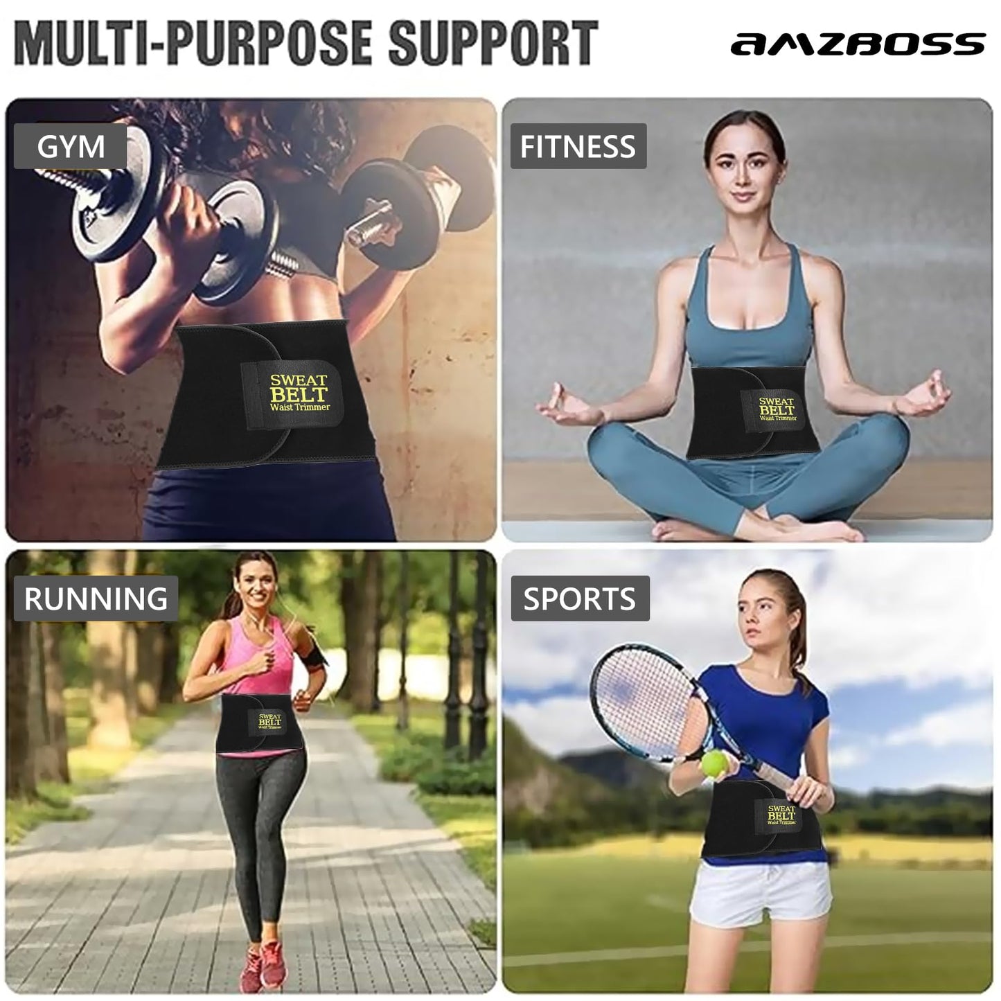 AMZBOSS Waist Trainer for Women Lower Belly Fat, Waist Sweat Band for Women, Belly Band Sweat Belt, Stomach Wrap, Faja Body Shaper (BLACK, Medium)