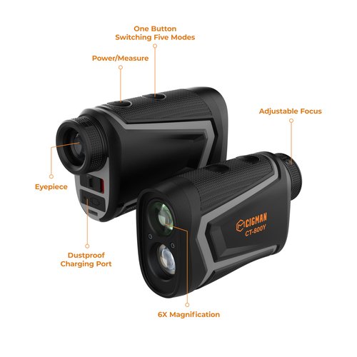 CIGMAN Golf Rangefinder with Slope, 850 Yards Laser Golf & Hunting Rangefinder, Flag Pole Locking Vibration, USB Rechargeable Range Finder with 6X Magnification, Lightweight