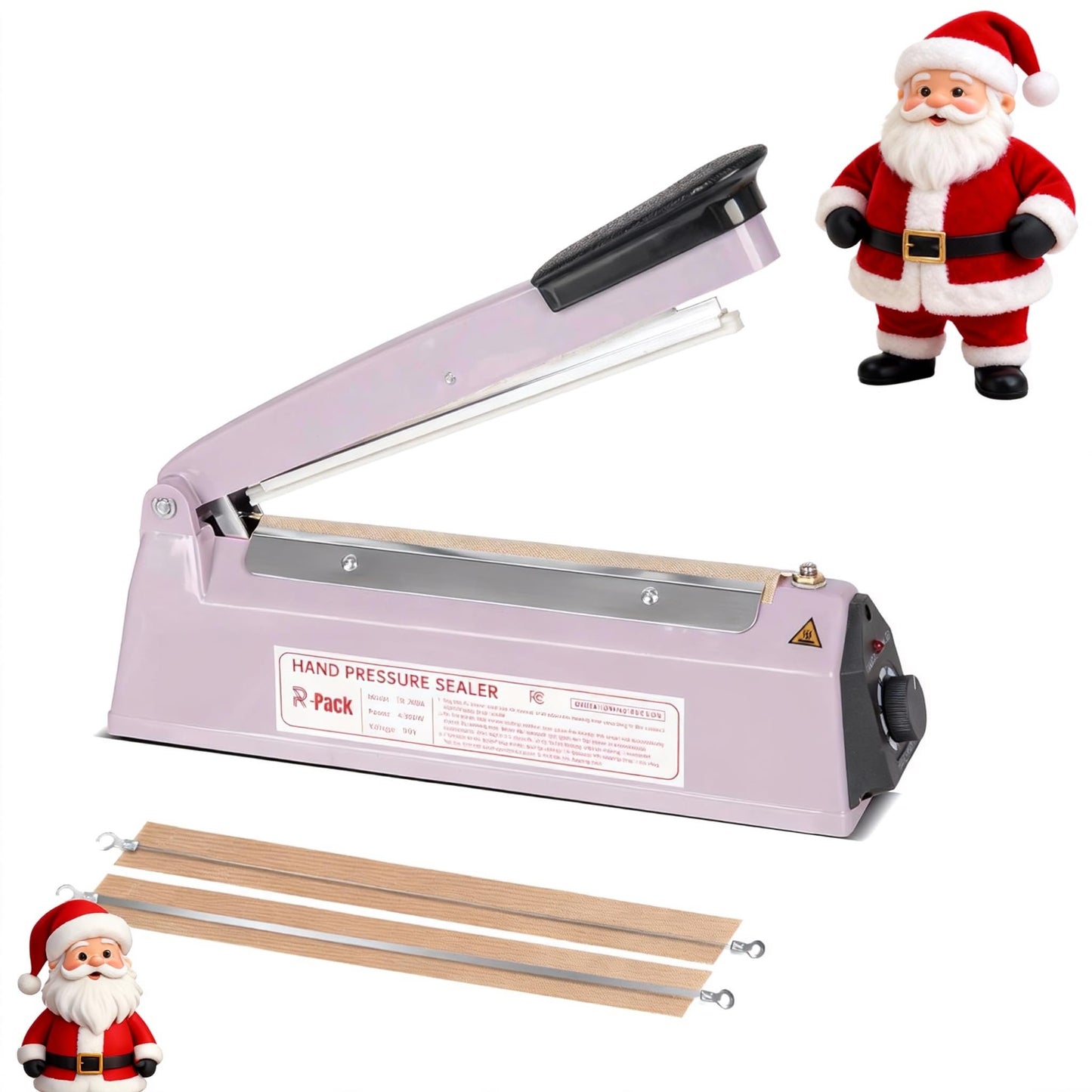 R-PACK Impulse Heat Sealer with Seal bar, Heavy-Duty Bag Sealing & Cutting Machine, 2 Extra Replacements（Purple, 8inch）