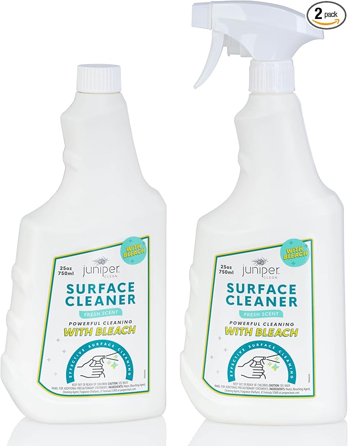 Juniper, Surface Cleaner With Bleach, All-Purpose Cleaner for Bathroom, Kitchen, Toilet, 25 Fl. Oz Trigger Spray Bottle, (Pack of 2), Total 50 Ounce