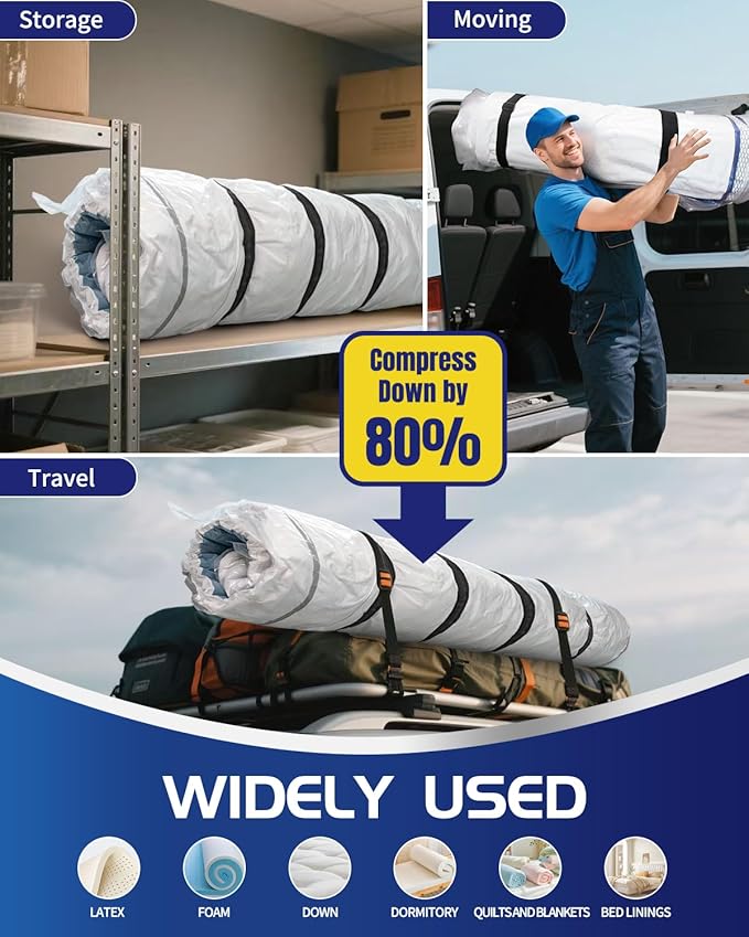 Twin/Twin XL Foam Mattress Vacuum Bag for Moving，9-Layer Heavy Duty Mattress Bags for Moving & Storage, Leakproof Vacuum Seal Bags for Clothing with Straps