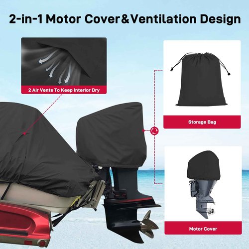Mionovity Bass Boat Cover 16-18.5 ft, 800D Canvas Heavy Duty Waterproof Boat Cover 16 17 18 Foot（16' 17' 18.5' with Motor Cover, Fits V-Hull,Fishing,Runabout Bowrider Boat