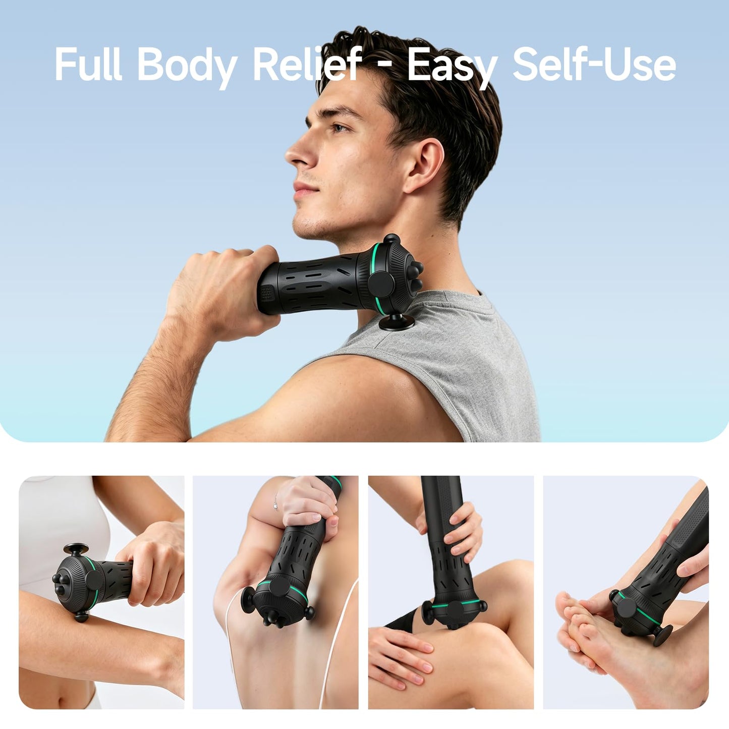 HEYCHY Vibrating Muscle Massage Gun, Handheld Deep Tissue Vibration Massager for Sensitive Joints, Muscle Pain Relief, Fascia Release, Trigger Points & Full Body, Massager Gun for Athletes Office Gym