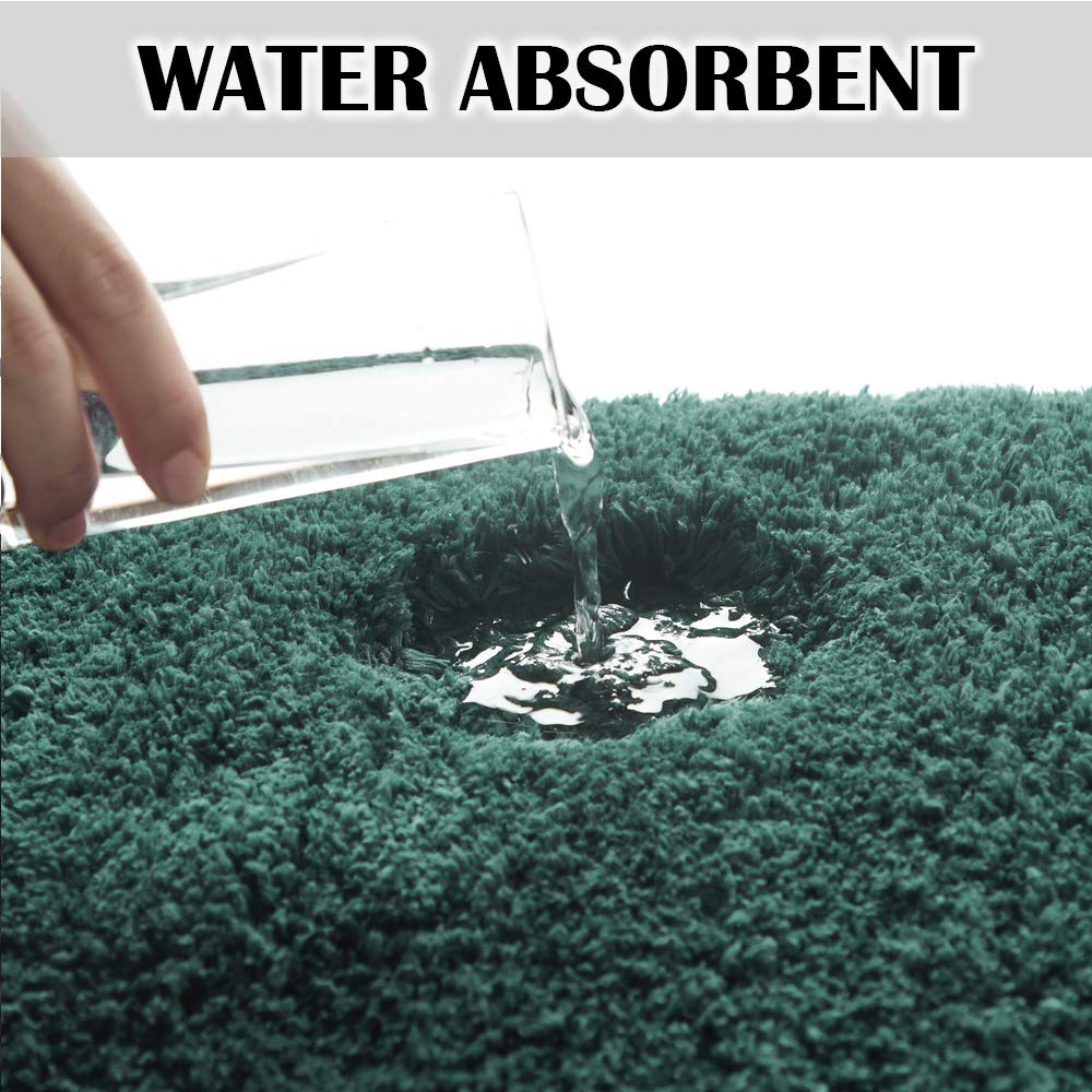 Suchtale Non Slip Bath Mat (16 x 24, Hunter Green) - Soft Microfiber Shaggy Mat, Water Absorbent, Machine Washable, Thick Plush for Shower