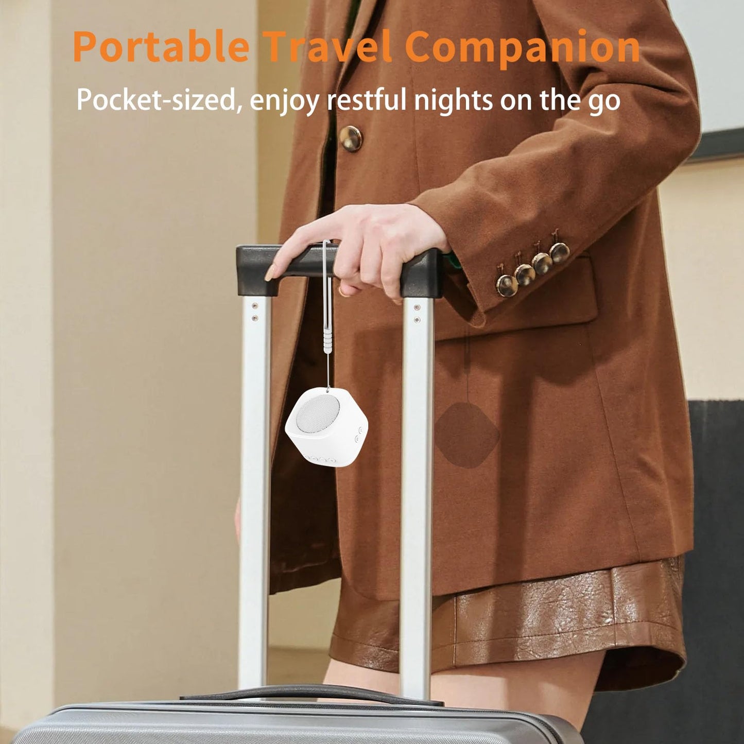 Portable Sound Machine for Sleep, White Noise Sound Machine for Travel with Night Light, Long-Lasting Power Mini Noise Machine with 16 Soothing Sounds,Memory,Timer for Adults Baby Office Privacy,Hotel