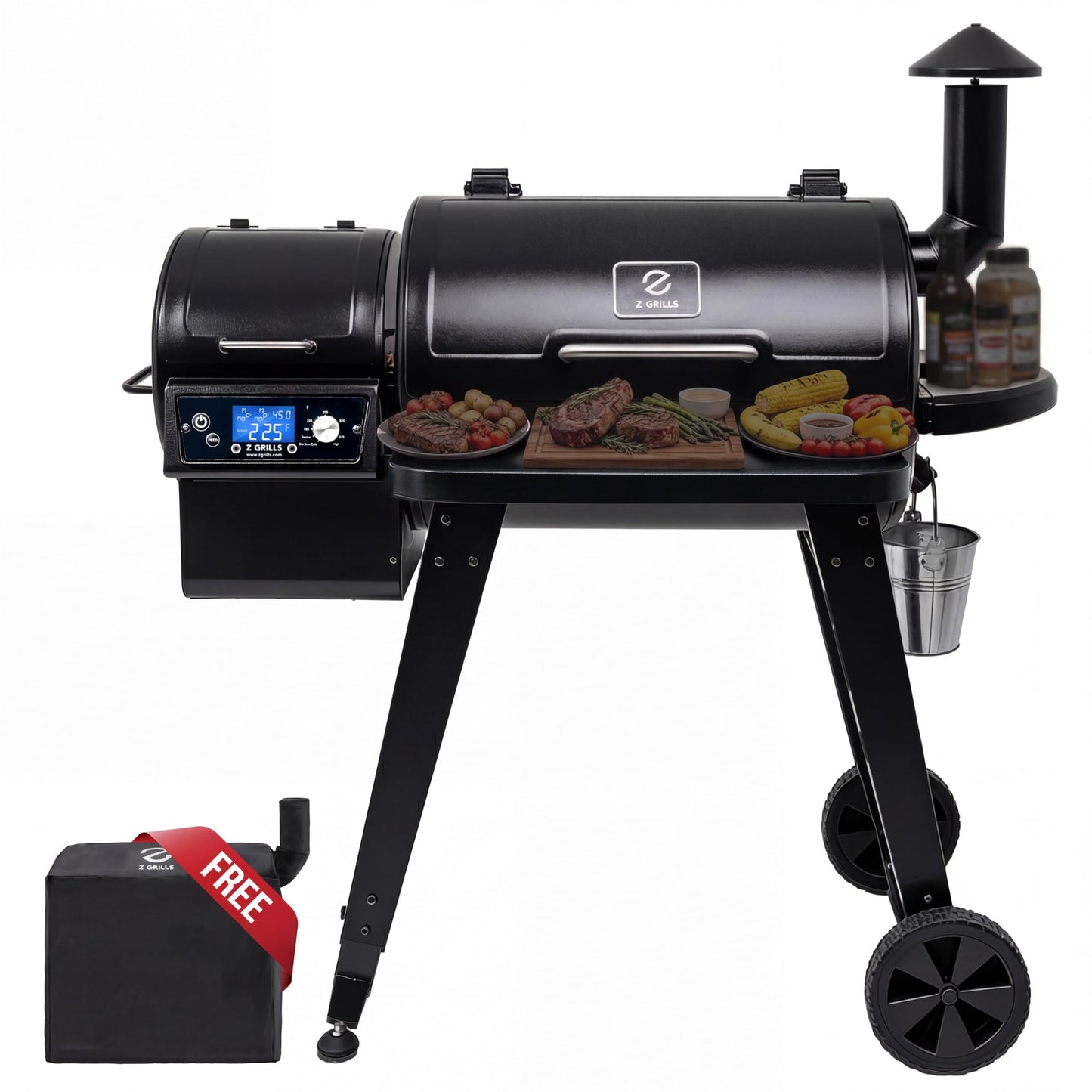 Z GRILLS 2026 Wood Pellet Grill & Smoker with PID V3.0 Controller, 459 Sq in Cook Area, Meat Probe, Foldable Shelf&Side Shelf, 8 in 1 BBQ Grill Outdoor Auto Temperature Control, Black, 450A