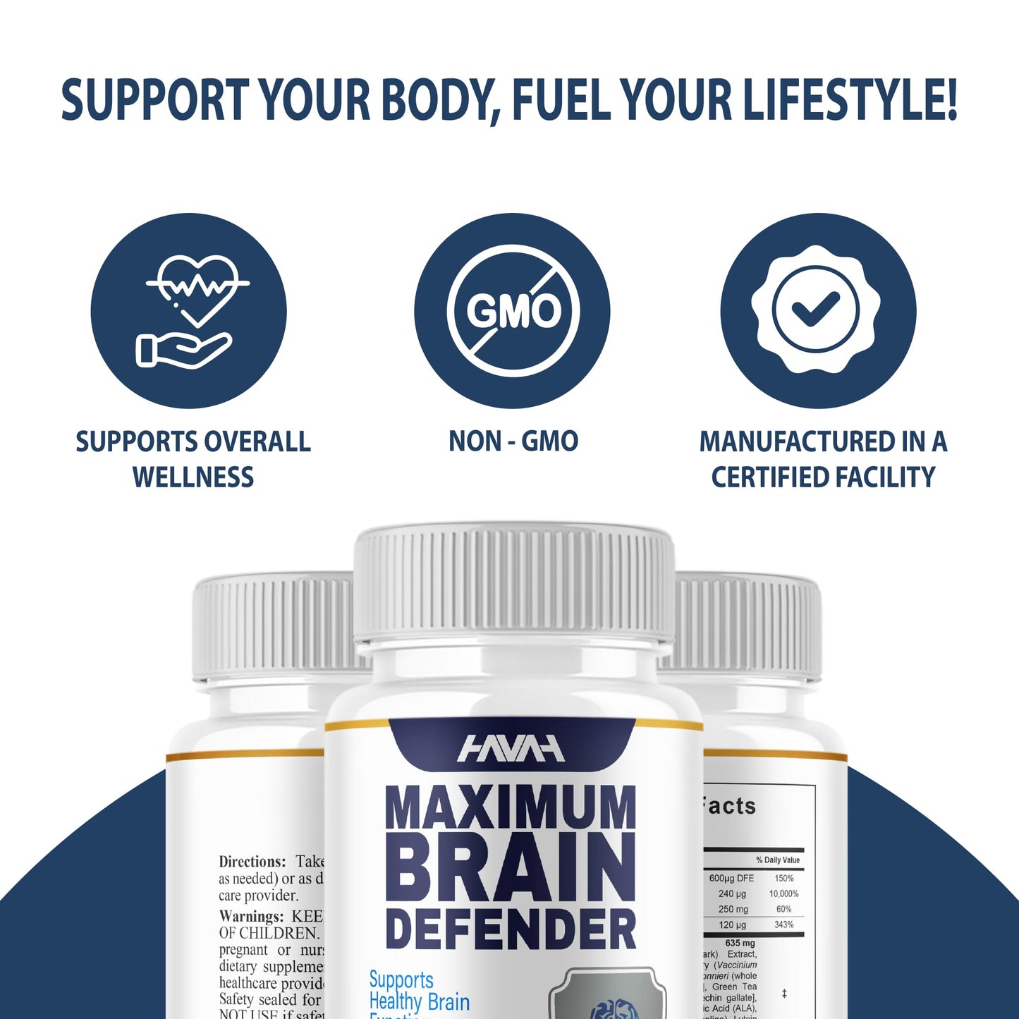 (3 Pack) Brain Defender Advanced Wellness Support Supplement BrainDefender Capsules, Brain Defend Max Strength Health & Wellness Multivitamin, BrainDefender Wellness Support Supplement (180 Capsules)