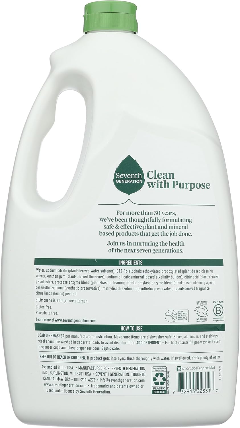 Seventh Generation Lemon Auto Dishwasher Gel, 70 OZ