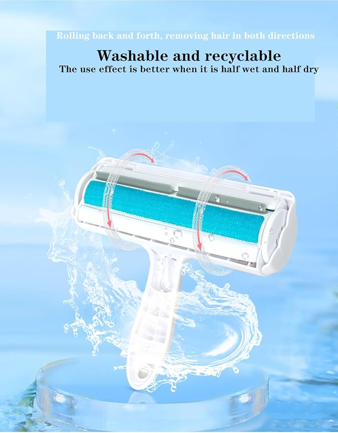 Reusable Pet Hair Remover & Lint Roller - Effortless Cat and Dog Fur Removal for Furniture, Couch, Carpet, Clothing, and Bedding - Portable Multi-Surface Cleaning Tool