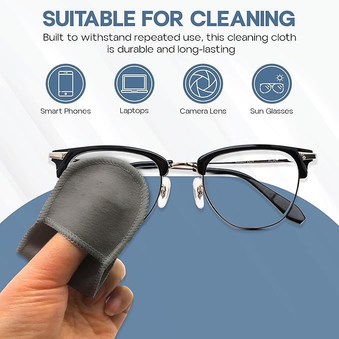 Eyeglass Cleaning Cloth, 4 Pack, Eyeglass Cleaning Wipes, Lens Wipes for Eyeglasses, Eye Glasses Cleaner Wipes, Eye Glass Clean Cloths, Eye Glasses Cleaner Cloth (Blue/Gray)