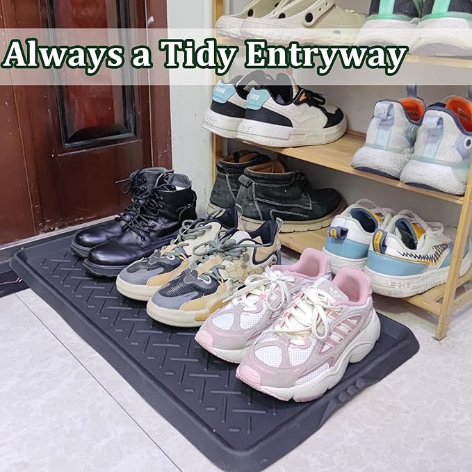 Rubber Boot Tray Shoes Tray for Entryway Multipurpose Boot Mat Trays with Raised Edge Indoor Outdoor Boots Mat for Shoes 27.5x16 Inches (1 Pack)