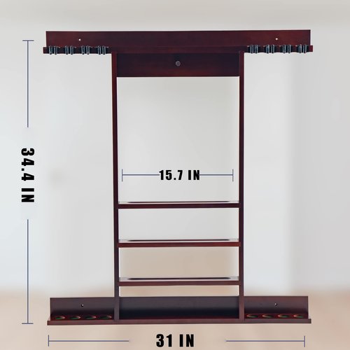 Billmart Pool Stick Holder Wall Mount, 8 Cues Solid Wood Billiard Pool Cue Rack, Pool Table Accessories (Mahogany)