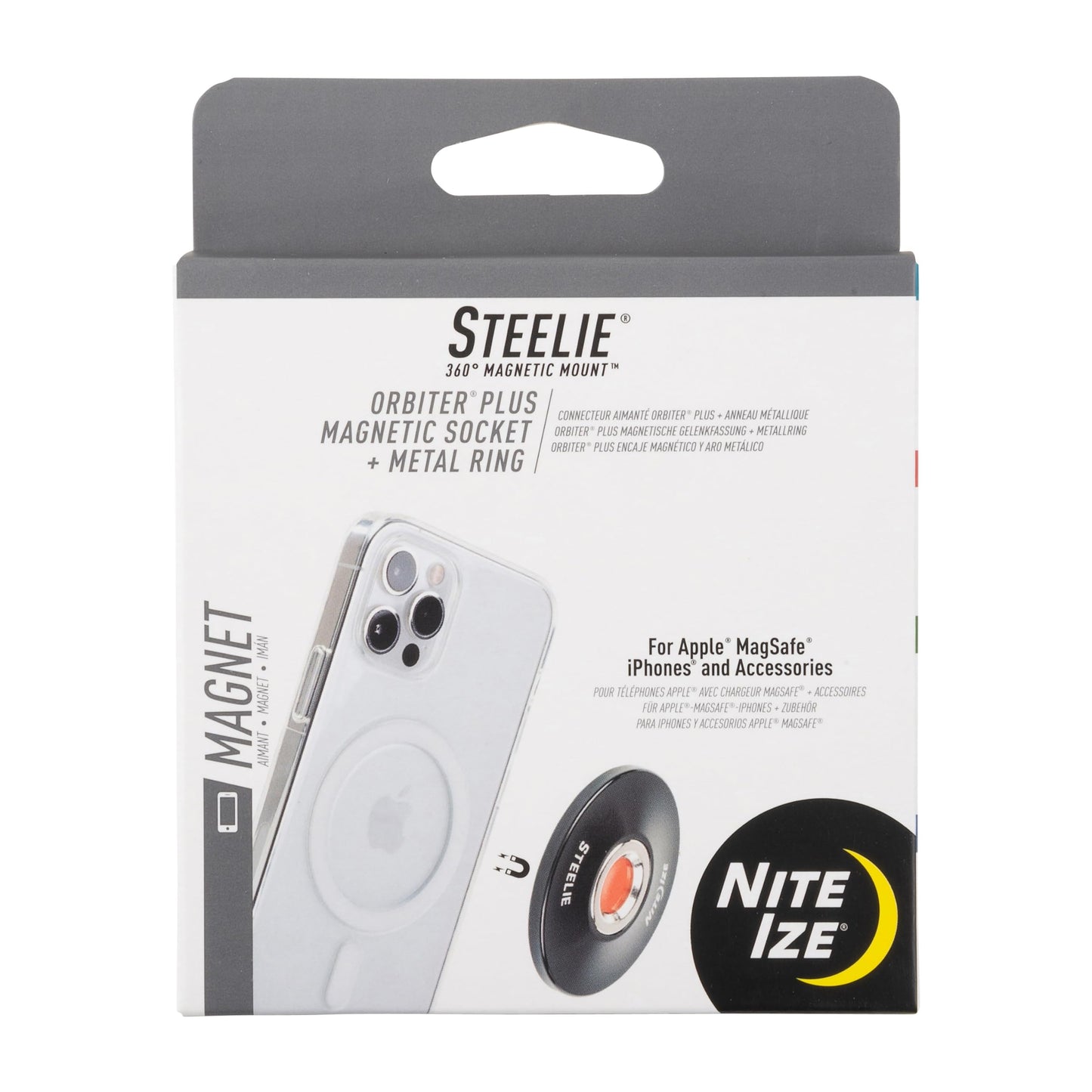 Nite Ize Steelie Orbiter Plus Magnetic Socket And Metal Ring - Car Dashboard With Magnetic Mount - Sturdy Dashboard Mount For Ce