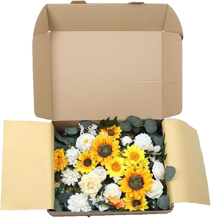 Arch Flowers with Drapes Kit (Pack of 3) for Wedding Ceremony Arbor and Reception Backdrop Decoration Wedding Welcome Signs Floral Birthday Party Decoration(Sunflower)