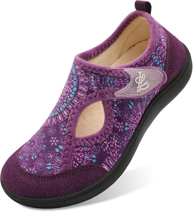 Leisfit Womens Slippers Wide Diabetic Shoes Adjustable Arthritis Edema House Shoes Indoor Outdoor Slippers