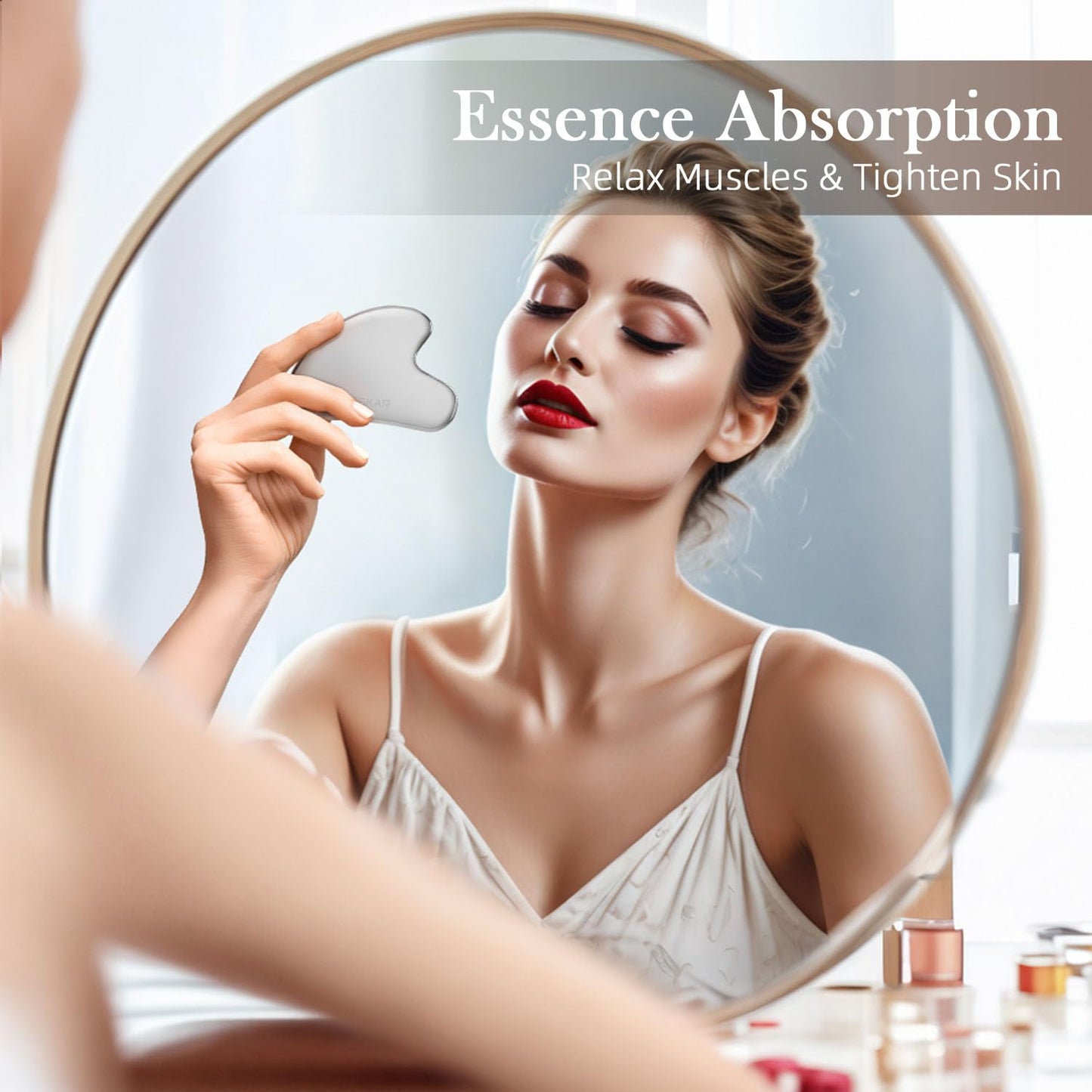 BESKAR Gua Sha Facial Tools, Stainless Steel Guasha Massage Sticks for Jawline Sculpting, Tighten Face Skin and Reduce Wrinkles,