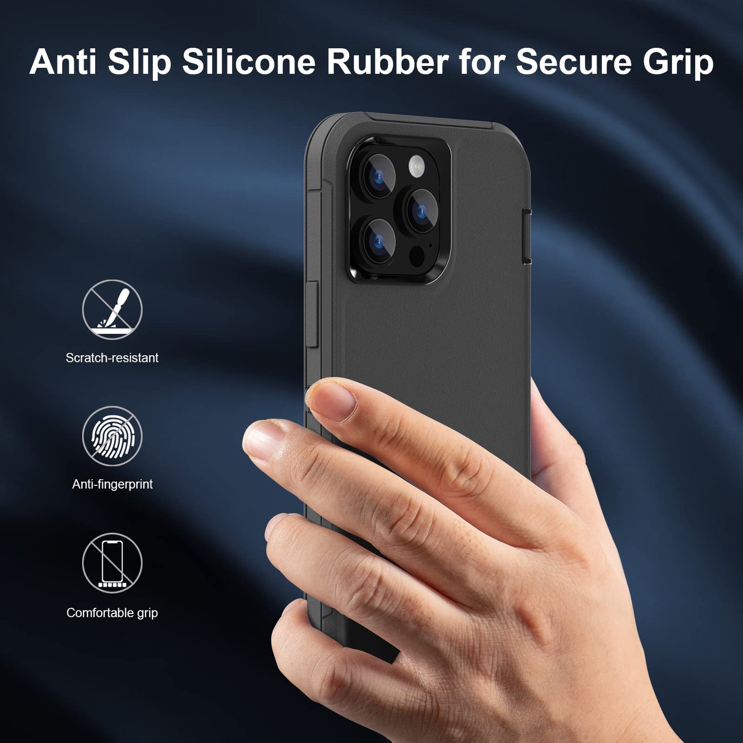 Sansunto Iphone 13 Pro Case Silicone Rubber Cover Black For Iphone 13 Pro | Dual Layer, Full Body Protection Case, For Men & Wom