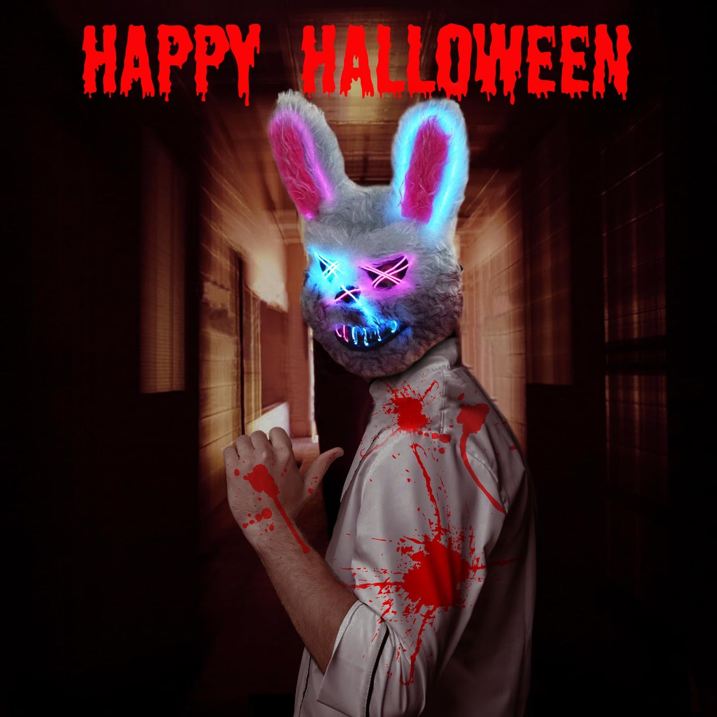 AndTree Halloween Face Mask, Bloody Bunny Rabbit Scary Mask, Halloween Costumes for Cosplay, Scary Costume Party