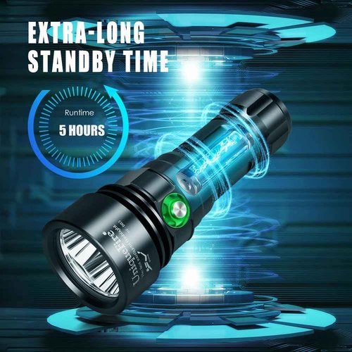 UniqueFire D03 Scuba Dive 365nm UV Black Light 3LEDs High Power Super Bright Underwater Diving UV Flashlight Rechargeable with 3 Modes Night Dive Torch 100 Meters Submersible Light