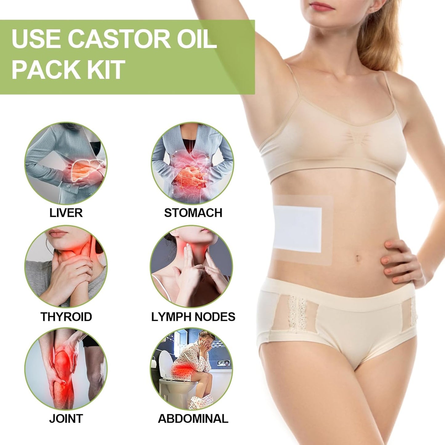 Castor Oil Pack Wrap - 20 Pack, Medium Size 7.9"x5.5", Transparent Film, Portable for Home & Travel, Gentle on Skin - Oil Not Included