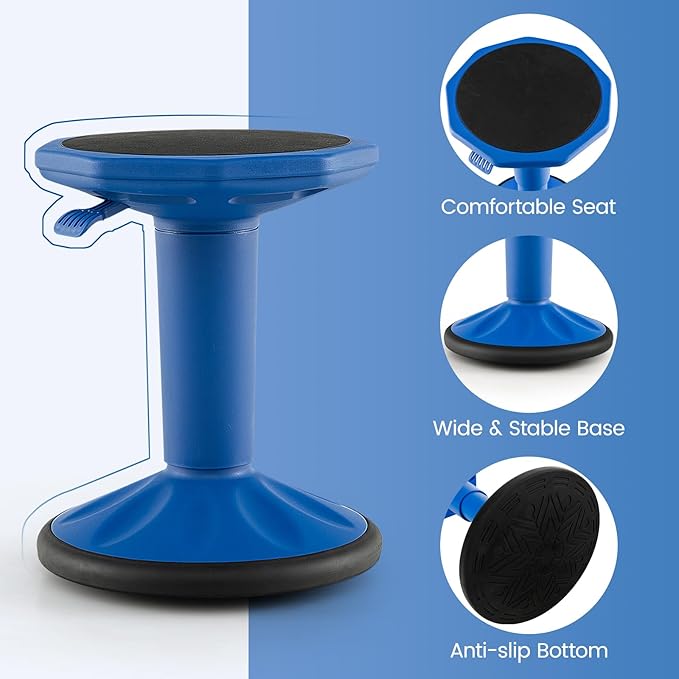 Giantex Wobble Stools for Classroom Seating - Wiggle Stool with Adjustable Height, 24" Active Learning Stool, Sitting Balance Chair for School, Office Stand Up, Flexible Seating Wobble Chair, Navy