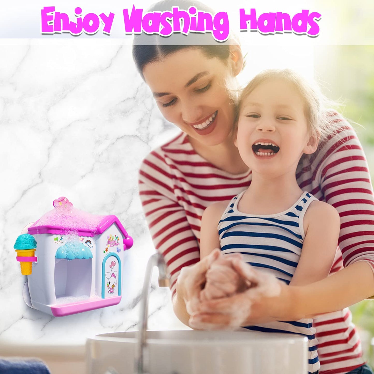 AugToy Bath Toys for Toddlers 3-5 Years, Ice Cream Foam Maker Bath Toys for Kids Ages 4-8, Bubble Pretend Cake Play Set Bathtub Toys Age 3 4 5 Year Old Girls Boys Holiday Birthday Gifts Idea