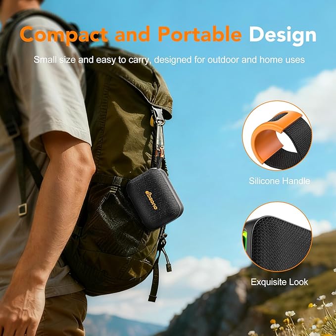 Portable Bluetooth Speaker Waterproof Gift: IPX5 HD Sound Up to 24H Playtime, TWS Pairing, Wireless Speakers with Lights, Travel Essentials Valentines Birthday Gifts for Men Women Boys Girls-Black